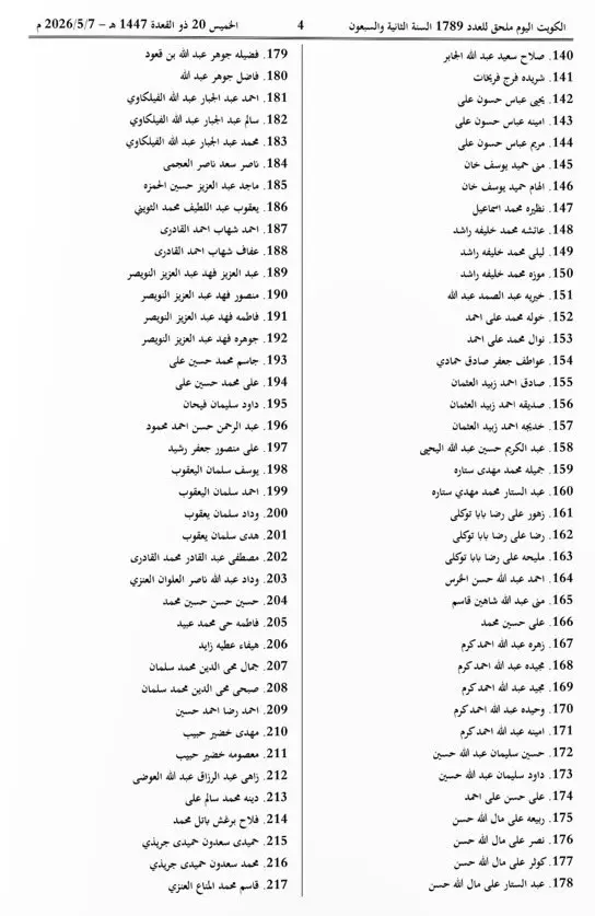 عاجل.. الجريدة الرسمية تكشف أسماء المسحوبة جناسيهم في الكويت اليوم 7 مايو 2026