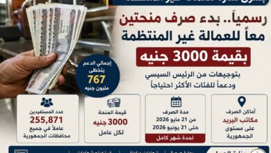 رسميًا.. صرف دعم 3000 جنيه للعمالة غير المنتظمة قبل عيد الأضحى 2026