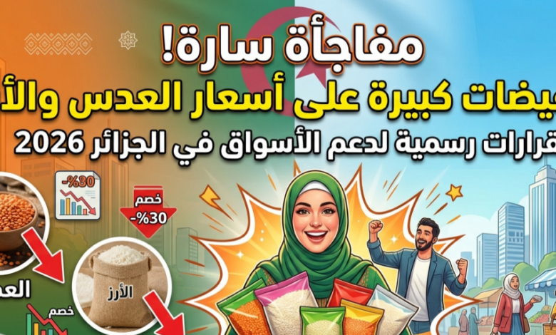 انخفاض أسعار العدس والأرز في الجزائر 2026 بنسبة تصل إلى 50%.. أحدث الأسعار وأماكن البيع
