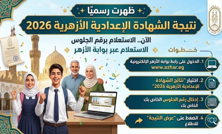 ظهور رسمي نتيجة الشهادة الإعدادية الأزهرية 2026 برقم الجلوس عبر بوابة الأزهر وطريقة الاستعلام
