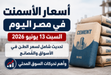 أسعار الأسمنت في مصر اليوم السبت 13 يونيو 2026.. تحديث شامل لسعر الطن في الأسواق والمصانع وأهم تحركات السوق المحلي