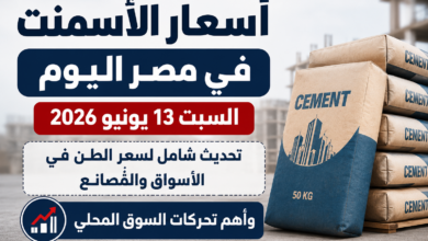 أسعار الأسمنت في مصر اليوم السبت 13 يونيو 2026.. تحديث شامل لسعر الطن في الأسواق والمصانع وأهم تحركات السوق المحلي