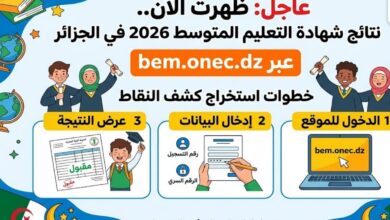 رسمياً الآن نتائج البيام 2026 في الجزائر عبر bem.onec.dz وكيفية تحميل كشف النقاط