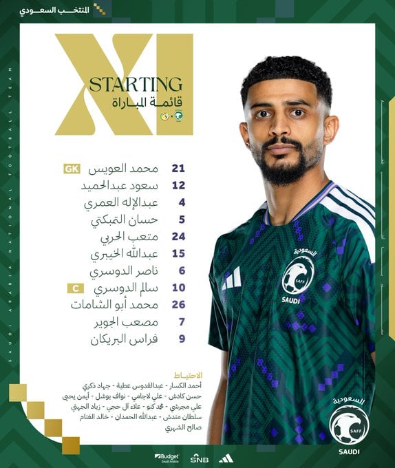 التشكيل الرسمي لمنتخب السعودية أمام السنغال.. سالم الدوسري على رأس الأخضر في استعدادات كأس العالم 2026