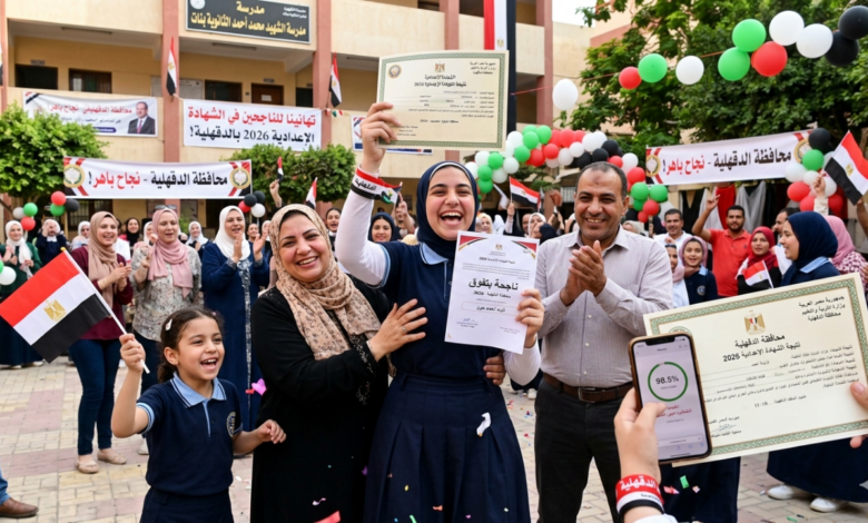 رابط نتيجة الشهادة الإعدادية بالدقهلية 2026 برقم الجلوس والاسم ونسبة النجاح الرسمية كاملة