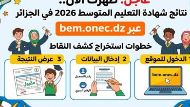 رابط نتائج BEM 2026 الجزائر.. موعد إعلان شهادة التعليم المتوسط وخطوات استخراج النتيجة