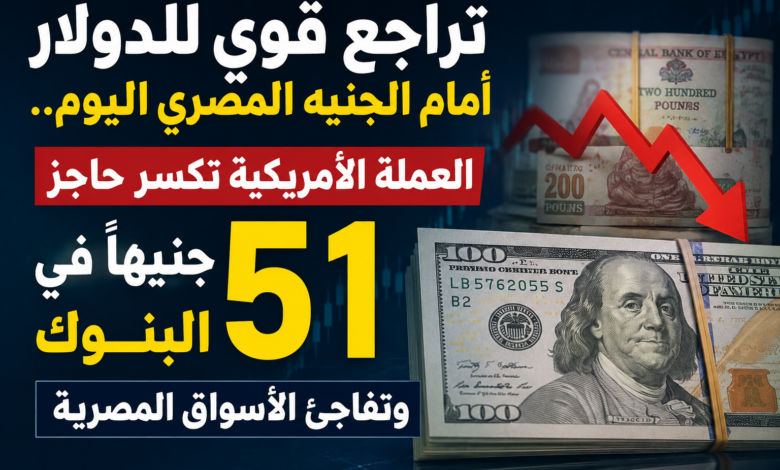 تراجع قوي للدولار أمام الجنيه المصري اليوم.. العملة الأمريكية تكسر حاجز 51 جنيهًا في البنوك وتفاجئ الأسواق المصرية