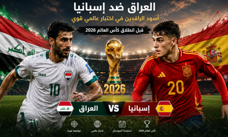 القنوات الناقلة لمباراة العراق ضد إسبانيا الودية اليوم 2026 وموعد اللقاء والتشكيلة المتوقعة قبل كأس العالم