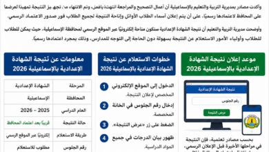 ظهرت الآن نتيجة الشهادة الإعدادية الإسماعيلية 2026 بالاسم ورقم الجلوس.. استعلم فورًا بعد الاعتماد الرسمي