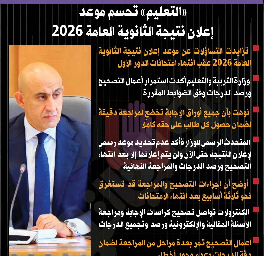موعد نتيجة الثانوية العامة 2026.. آخر تطورات التصحيح والموعد المتوقع لإعلان النتيجة