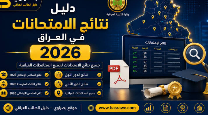 رابط نتائج السادس الاعدادي 2026 الدور الاول PDF لجميع المحافظات وموعد إعلانها الرسمي