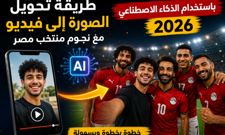 طريقة تحويل الصورة إلى فيديو مع نجوم منتخب مصر باستخدام الذكاء الاصطناعي 2026