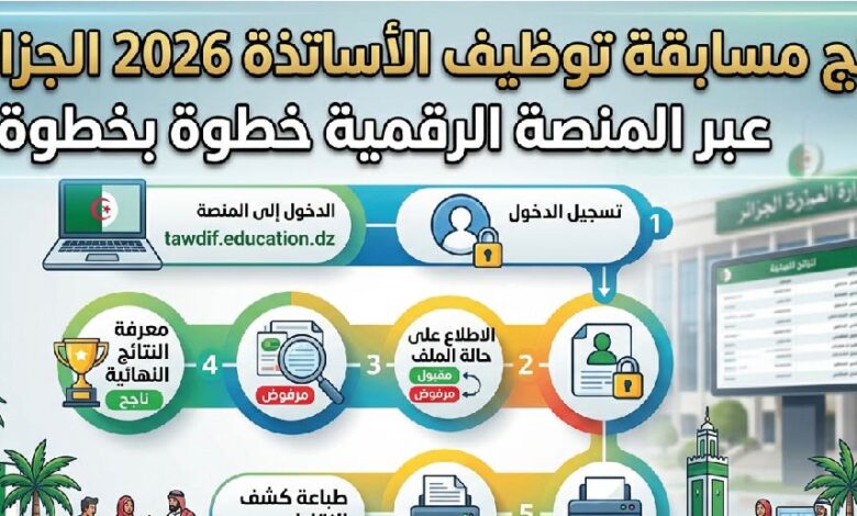 كيفية الاستعلام عن نتائج مسابقة توظيف الأساتذة 2026 الجزائر من المنصة الرقمية