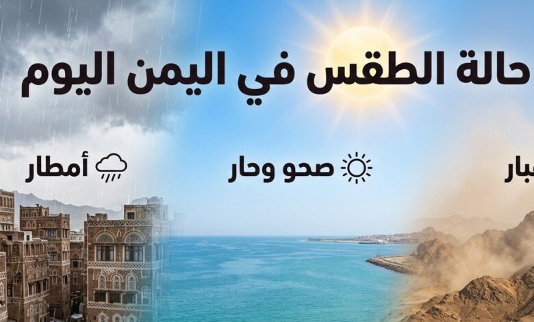 طقس اليمن اليوم.. تحذيرات عاجلة من الأرصاد بشأن الغبار وارتفاع الحرارة وأمواج البحر