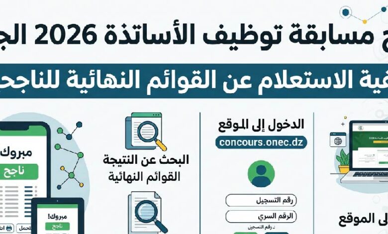 رابط نتائج مسابقة توظيف الأساتذة 2026 الجزائر.. استعلم الآن عن أسماء الناجحين رسميًا