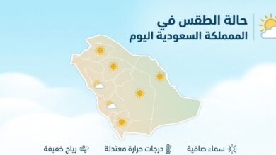 حالة الطقس في السعودية اليوم.. ارتفاع درجات الحرارة وأمطار ورياح على عدة مناطق