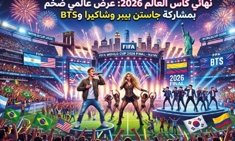 حفل نهائي مونديال 2026 يخطف الأنظار.. جاستن بيبر وشاكيرا وBTS في عرض عالمي ضخم