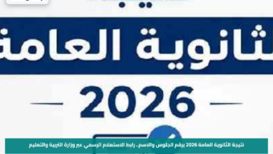 نتيجة الثانوية العامة 2026 برقم الجلوس والاسم.. رابط الاستعلام الرسمي عبر وزارة التربية والتعليم
