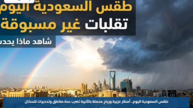 طقس السعودية اليوم.. أمطار غزيرة ورياح محملة بالأتربة تضرب عدة مناطق وتحذيرات للسكان