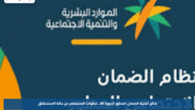 نتائج أهلية الضمان المطور الدورة 56.. خطوات الاستعلام عن حالة الاستحقاق