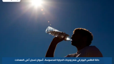 حالة الطقس اليوم في مصر ودرجات الحرارة المحسوسة.. أسوان تسجل أعلى المعدلات