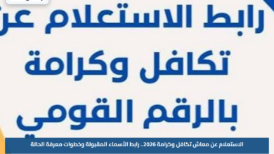 الاستعلام عن معاش تكافل وكرامة 2026.. رابط الأسماء المقبولة وخطوات معرفة الحالة