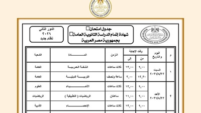 جدول امتحانات الدور الثاني للثانوية العامة 2026 في مصر رسميًا.. المواعيد الكاملة لجميع الشعب