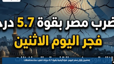 تفاصيل زلزال مصر اليوم.. هزة أرضية بقوة 5.7 درجات تضرب عدة محافظات