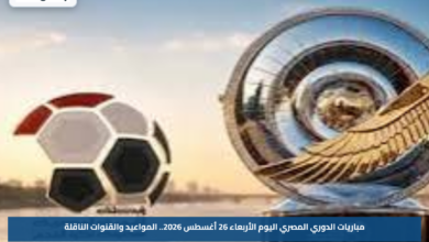 مباريات الدوري المصري اليوم الأربعاء 26 أغسطس 2026.. المواعيد والقنوات الناقلة