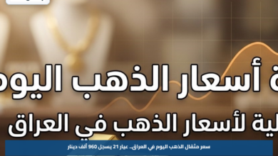 سعر مثقال الذهب اليوم في العراق.. عيار 21 يسجل 960 ألف دينار