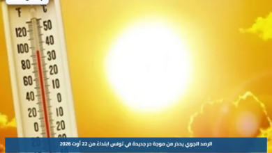 الرصد الجوي يحذر من موجة حر جديدة في تونس ابتداءً من 22 أوت 2026