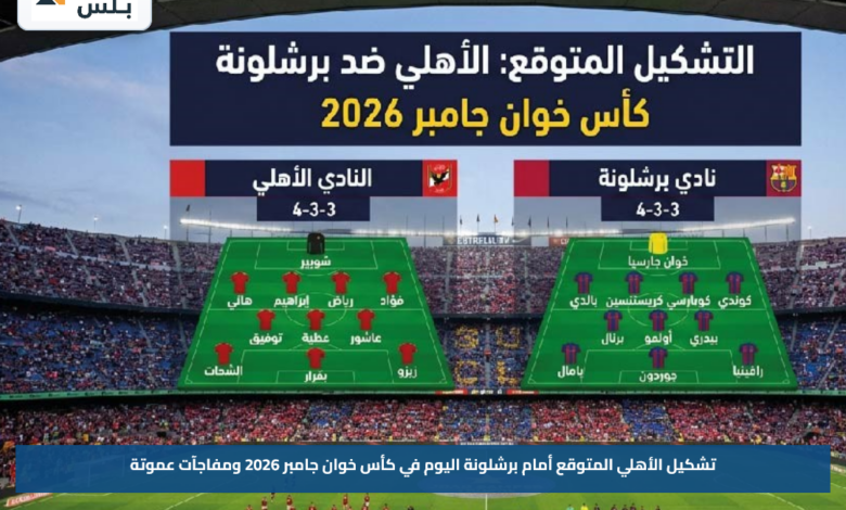 تشكيل الأهلي المتوقع أمام برشلونة اليوم في كأس خوان جامبر 2026 ومفاجآت عموتة