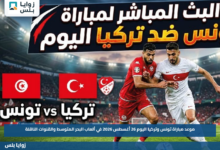 موعد مباراة تونس وتركيا اليوم 26 أغسطس 2026 في ألعاب البحر المتوسط والقنوات الناقلة