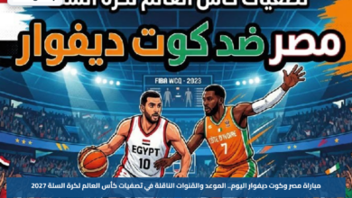 مباراة مصر وكوت ديفوار اليوم.. الموعد والقنوات الناقلة في تصفيات كأس العالم لكرة السلة 2027