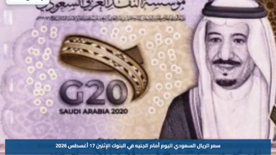 سعر الريال السعودي اليوم أمام الجنيه في البنوك الإثنين 17 أغسطس 2026