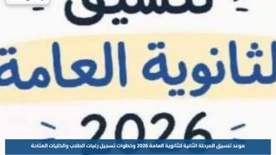 موعد تنسيق المرحلة الثانية للثانوية العامة 2026 وخطوات تسجيل رغبات الطلاب والكليات المتاحة