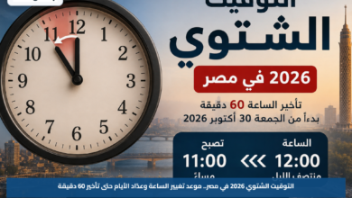 التوقيت الشتوي 2026 في مصر.. موعد تغيير الساعة وعدّاد الأيام حتى تأخير 60 دقيقة