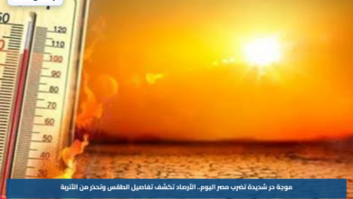 موجة حر شديدة تضرب مصر اليوم.. الأرصاد تكشف تفاصيل الطقس وتحذر من الأتربة