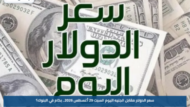 سعر الدولار مقابل الجنيه اليوم السبت 29 أغسطس 2026.. بكام في البنوك؟