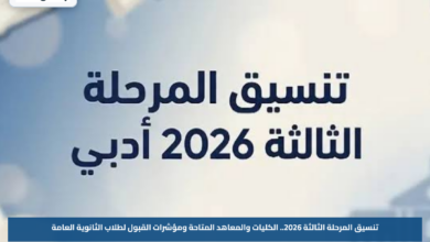 تنسيق المرحلة الثالثة 2026.. الكليات والمعاهد المتاحة ومؤشرات القبول لطلاب الثانوية العامة