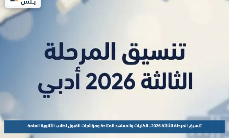 تنسيق المرحلة الثالثة 2026.. الكليات والمعاهد المتاحة ومؤشرات القبول لطلاب الثانوية العامة