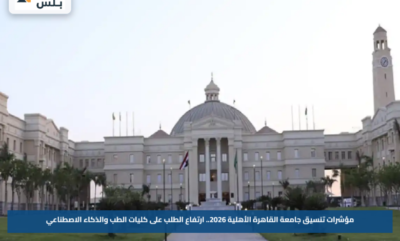 مؤشرات تنسيق جامعة القاهرة الأهلية 2026.. ارتفاع الطلب على كليات الطب والذكاء الاصطناعي