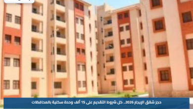 حجز شقق الإيجار 2026.. كل شروط التقديم على 15 ألف وحدة سكنية بالمحافظات