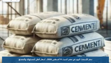 سعر الأسمنت اليوم في مصر السبت 8 أغسطس 2026.. أسعار الطن للمستهلك والمصنع