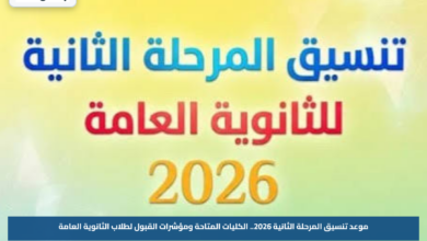 موعد تنسيق المرحلة الثانية 2026.. الكليات المتاحة ومؤشرات القبول لطلاب الثانوية العامة