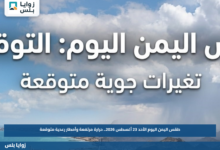 طقس اليمن اليوم الأحد 23 أغسطس 2026.. حرارة مرتفعة وأمطار رعدية متوقعة