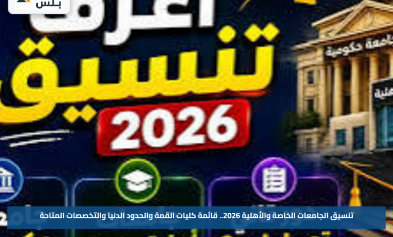تنسيق الجامعات الخاصة والأهلية 2026.. قائمة كليات القمة والحدود الدنيا والتخصصات المتاحة