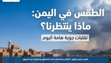 طقس اليمن اليوم.. أمطار رعدية تضرب هذه المناطق وتحذيرات من السيول