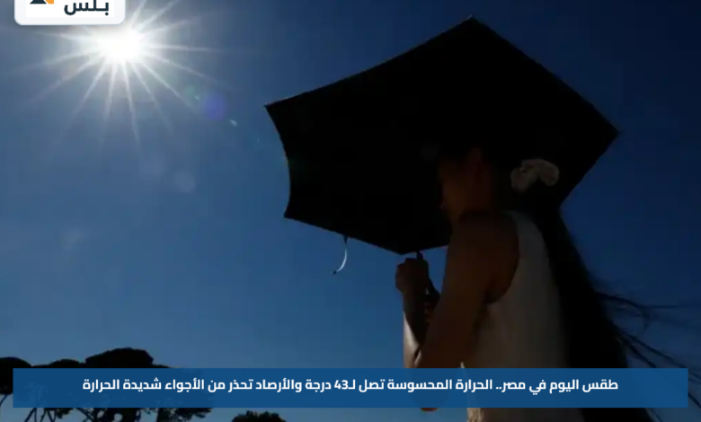 طقس اليوم في مصر.. الحرارة المحسوسة تصل لـ43 درجة والأرصاد تحذر من الأجواء شديدة الحرارة