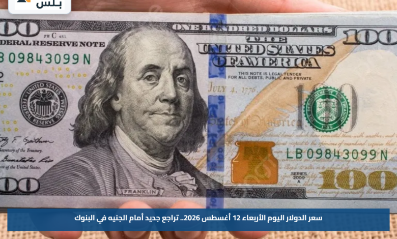 سعر الدولار اليوم الأربعاء 12 أغسطس 2026.. تراجع جديد أمام الجنيه في البنوك